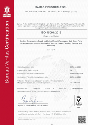 Certification ISO 45001 Samag